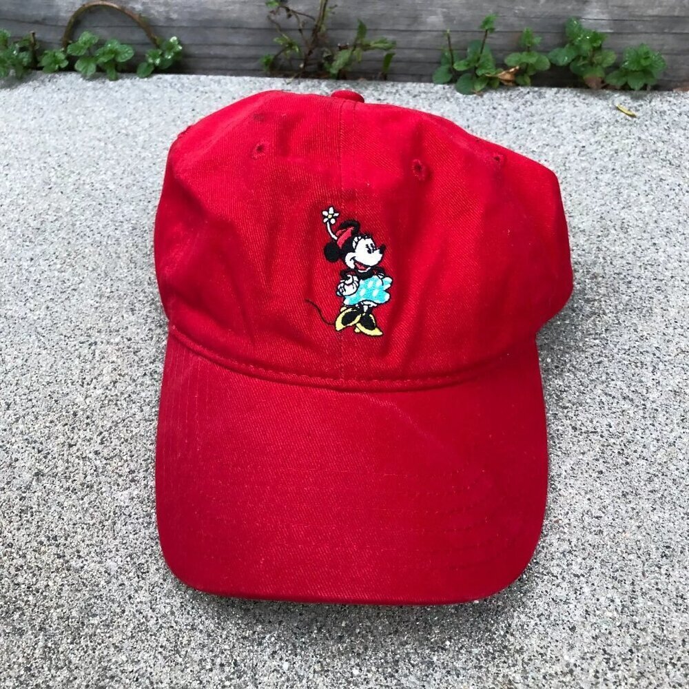 DISNEY Minnie Mouse Dad Hat Unisex Adult Red Baseball Cap Adjustable​​​